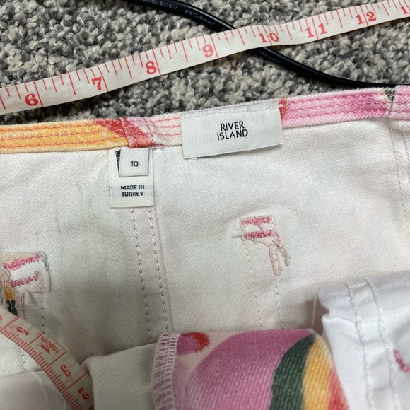 River Island NWT 90s tie back straight jeans in pink Heart print Sz 10 Grunge - Picture 10 of 11